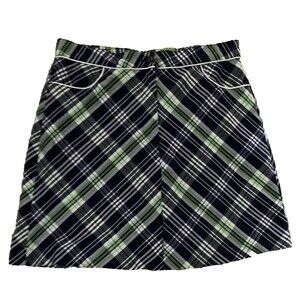 Emerald 18 Skort Sz 10 Navy Green Plaid Golf Tennis Pickleball Preppy Mini Skirt